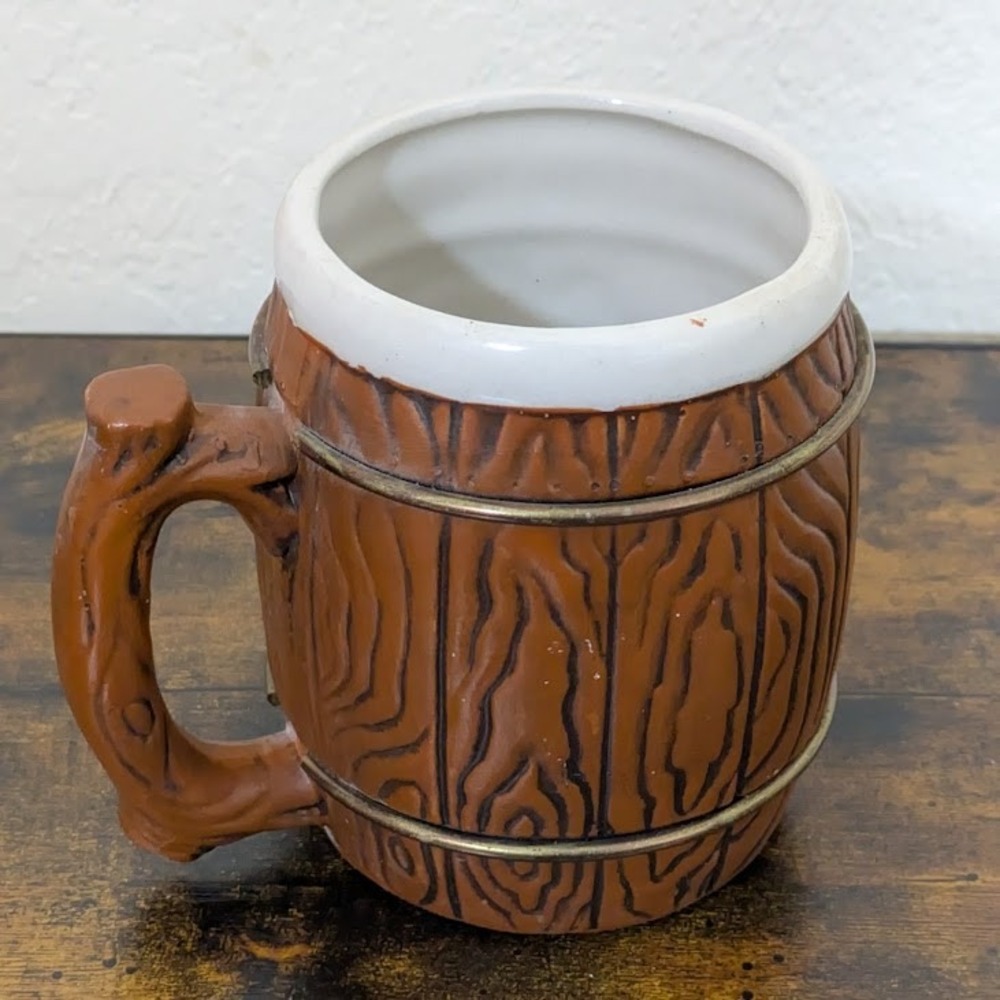 VTG Beer Mug Souvenir Galveston Texas‎ Barrel Design Ceramic Handle Kitsch Japan - Picture 4 of 11